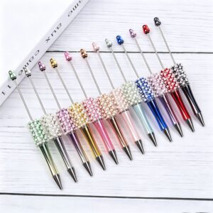Pearl Rhinestone Beaded Pen, Multi UV Plated, 145×15mm