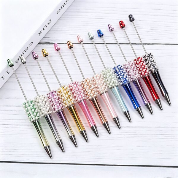 Pearl Rhinestone Beaded Pen, Multi UV Plated, 145×15mm